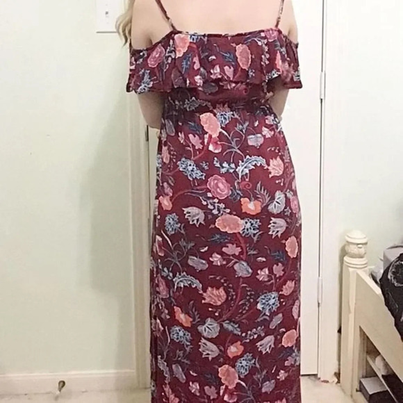 LUCKY BRAND Burgundy Boho Maxi Dress Size Small Floral - Picture 3 of 5